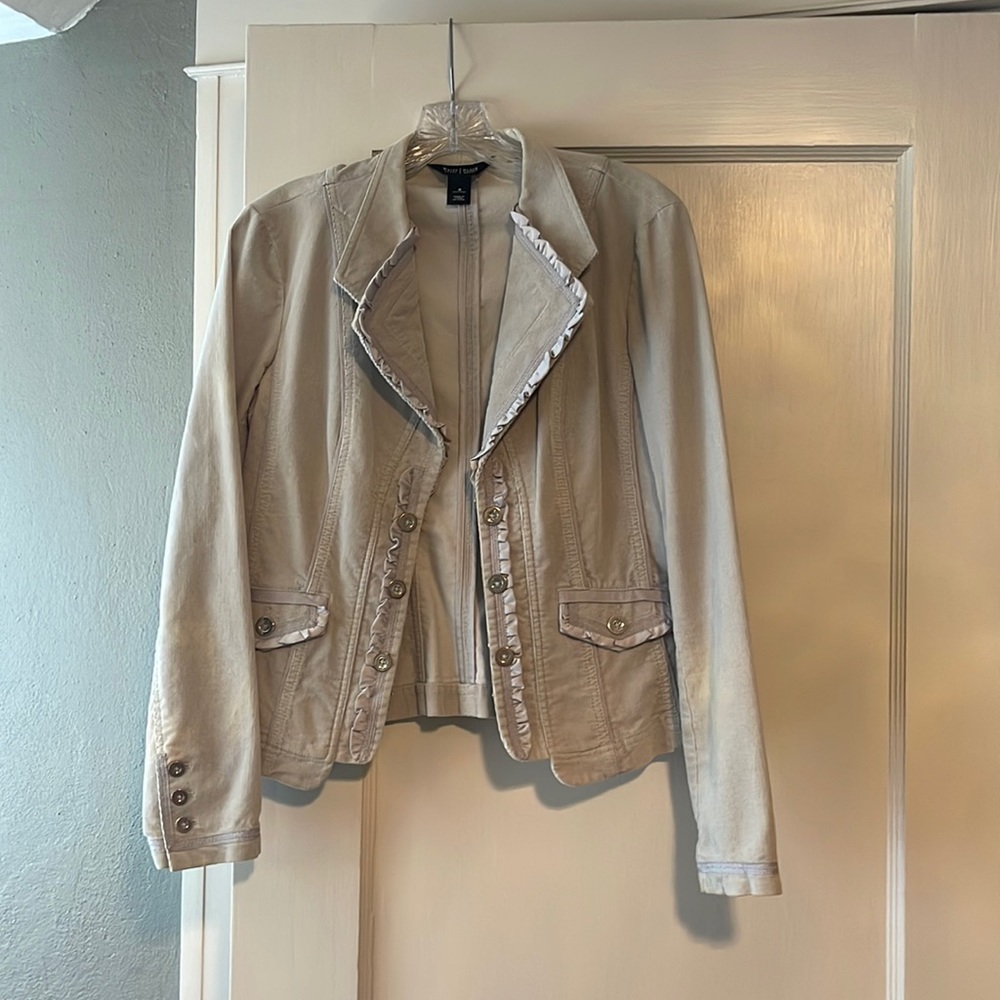 White House Black Market lightweight gray corduroy jacket
